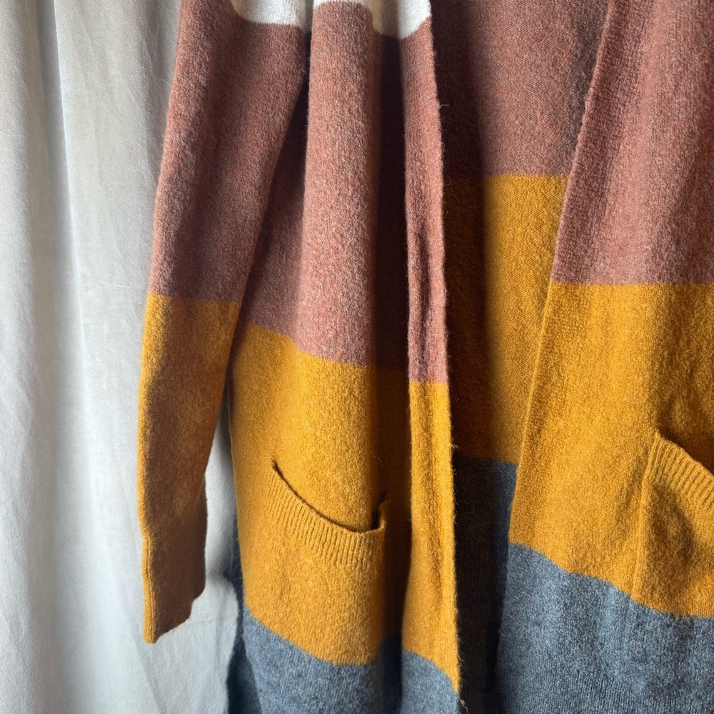 Madewell Women's Striped Cardigan - Cream, Brown, Gray Wool Alpaca blend - Picture 4 of 6